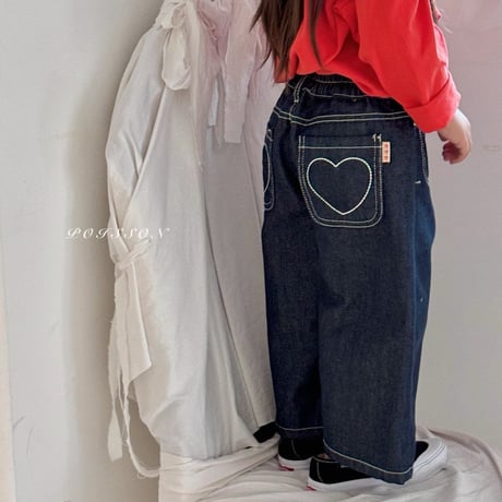 poisson/24. heart embroidery denim S-XL