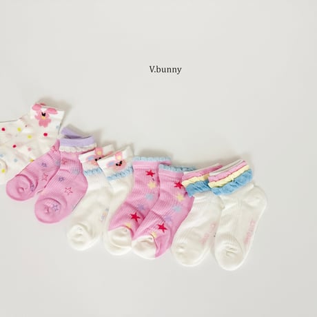 vbunny/83. star fril socks set M(130-150)-XL(180-210)
