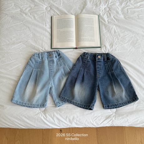 ninibello/118. 225 bermuda pin tuck denim pants 2XL