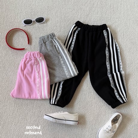 secondmoment/9. lace two line jogger pants S-XL