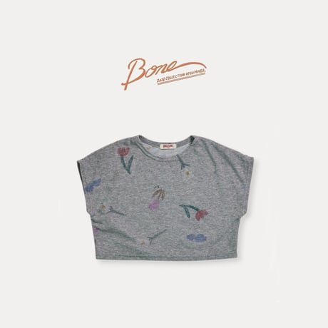 boneoune/117. flower terry crop T-shirt XS-XL