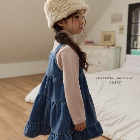 melikey/85. kangkang velvet denim one-piece XS-XL