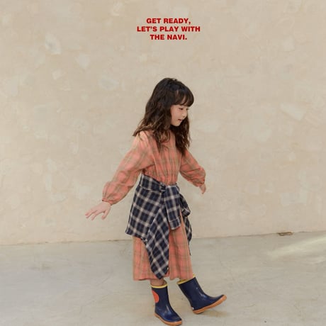 navi/62. check one-piece 2XL-JL