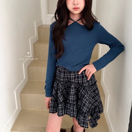 comma/88. check unbal skirt 110-130