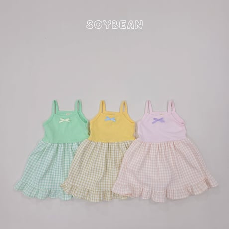 soybean/40. plan ) fril ribbon sleeveless one-piece XS-XL