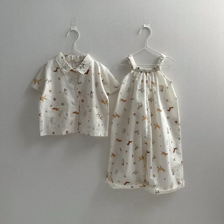 minirobe/27.  Puppy Pattern Overalls  S-XL