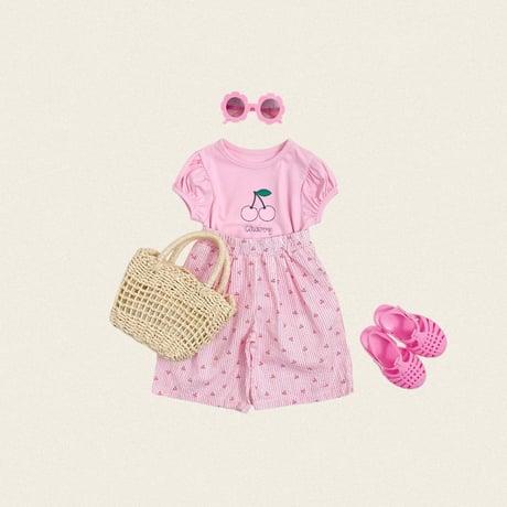 oottbebe/80. cherry stripe pants XS(1-2Y)-XL(6-7Y)