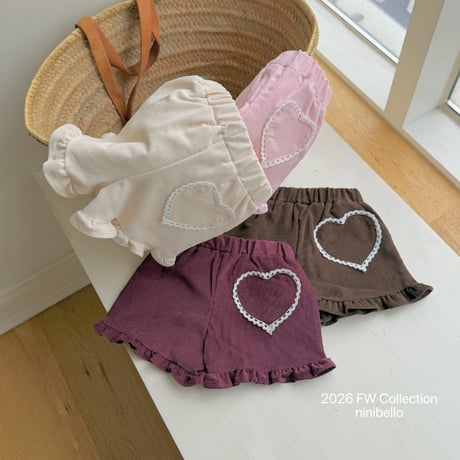 ninibello/60. Heart Frill Corduroy Shorts XS-XL