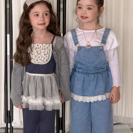 aiai/13. lovely heart denim overalls 90-130