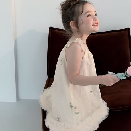 aiai/64. vintage cream fril dress 90-130