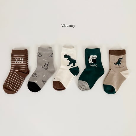 vbunny/50. dino socks set M(130-150)-XL(180-210)
