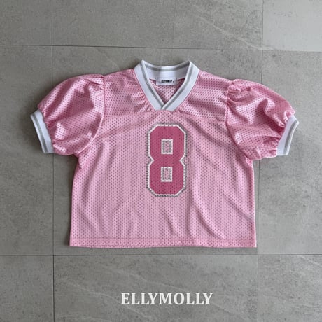 ellymolly/107. mesh puff v neck T-shirt 5-11
