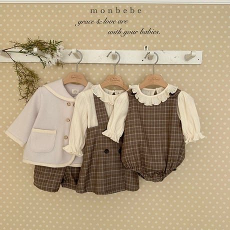 monbebe/7. romi check one-piece S(1-2Y)-L(5-6Y)