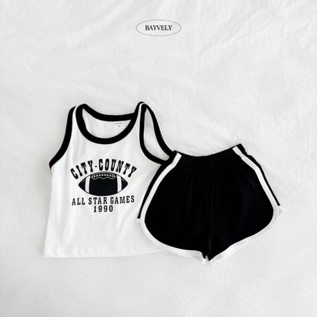 bayvely/24. rugby sleeveless updown set XS-XL