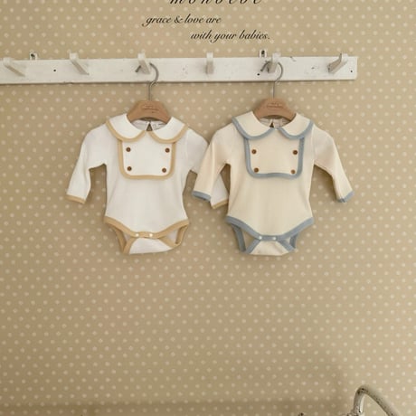 monbebe/38. boy bib waffle suit S(3-6M)-L(12-24M)