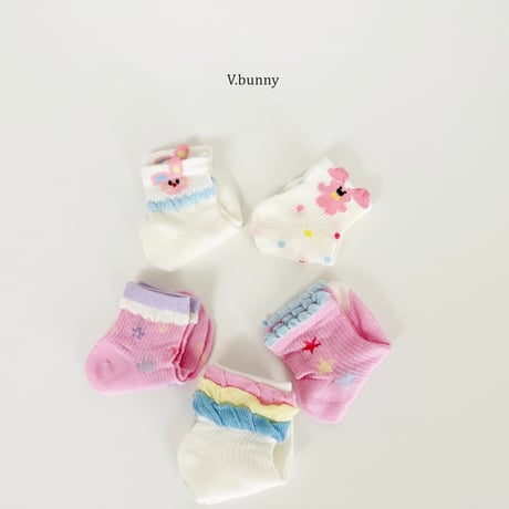 vbunny/83. star fril socks set M(130-150)-XL(180-210)