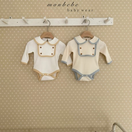 monbebe/38. boy bib waffle suit S(3-6M)-L(12-24M)