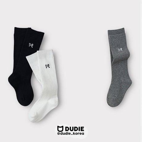 dudie/38. ribbon three knee socks set M(150-180)-XL(200-230)