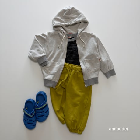 andbutter/64. Tone-on-Tone Pocket Zip-Up Hoodie JS-JM