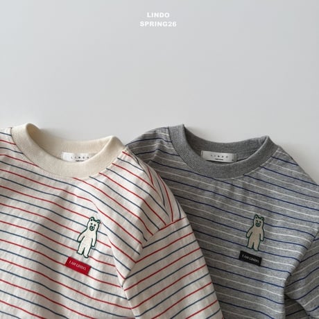 lindo/67. bear label T-shirt XS-XL