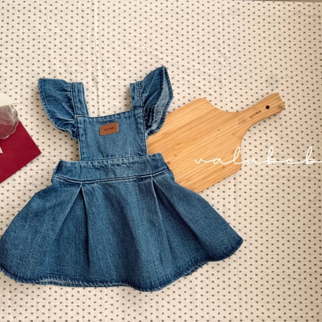 valubebe/81. fril denim one-piece 6M-S