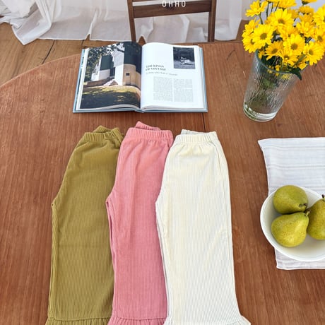 ohho/17. soft corduroy fril pants S-2XL
