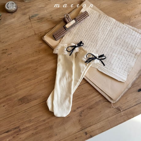 marron/8. ribbon socks S(-1Y)-M(1-3Y)