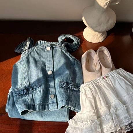aiai/6. wide fril denim updown set 90-130
