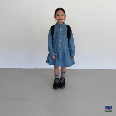 owa/48. denim shirring one-piece JS