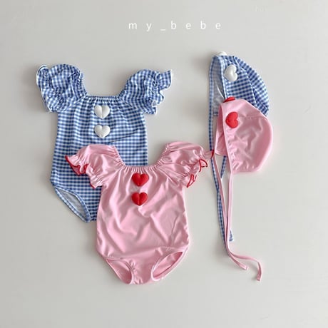 mybebe/6. heart motive shirring swimsuit S-L