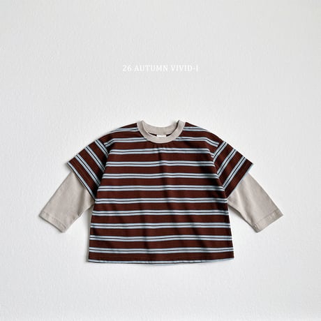 vividi/81. stripe double T-shirt XS-XL