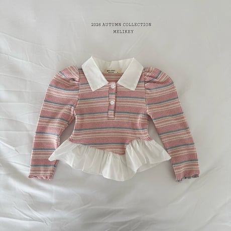 melikey/35. oblique fril collar T-shirt XS-XL
