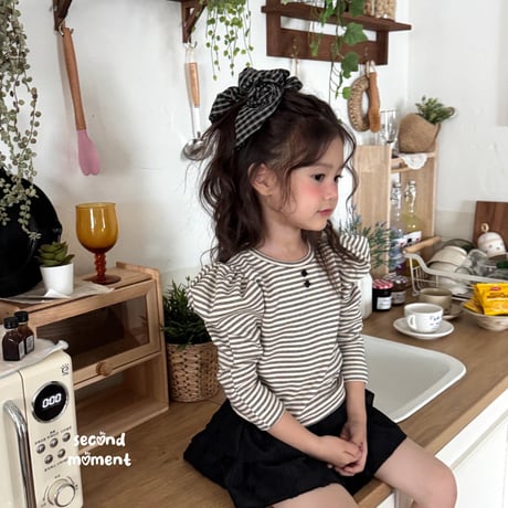 secondmoment/75. puff stripe T-shirt JS-JL