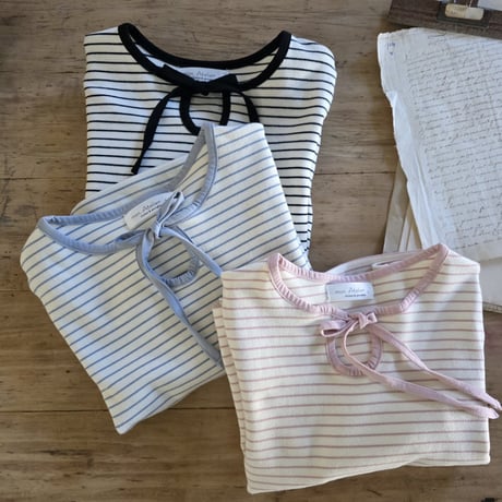 monatelier/27. ribbon stripe T-shirt S-2XL
