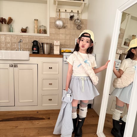 comma/10. check ribbon T-shirt 110-130
