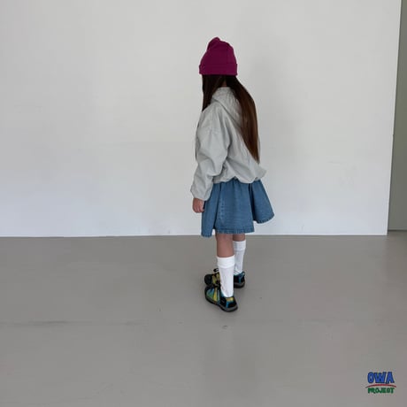 owa/47. denim shirring one-piece S-XL