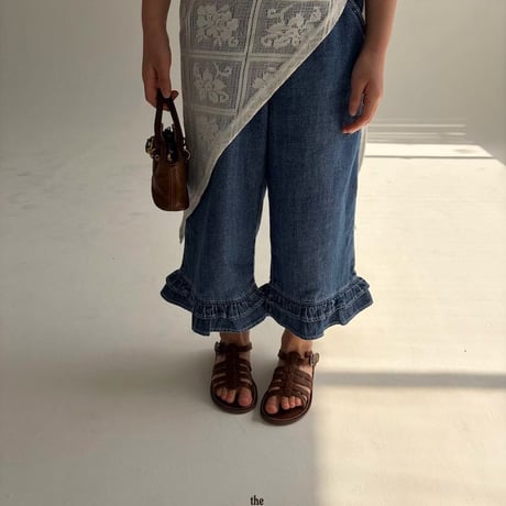 saintdoll/101. peuty fril denim pants S-XL