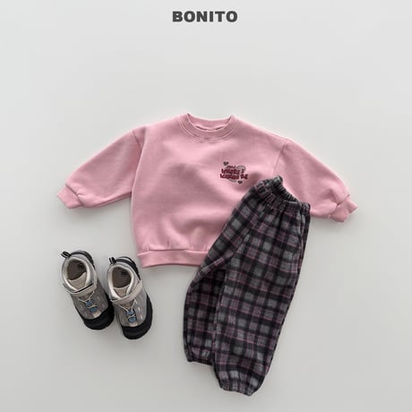 bonito/40. check fleece jogger pants JS-JM