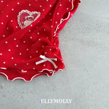ellymolly/90. dot mimi shirring T-shirt 5-11