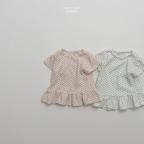 lindo/35. flower half t T-shirt XS-XL