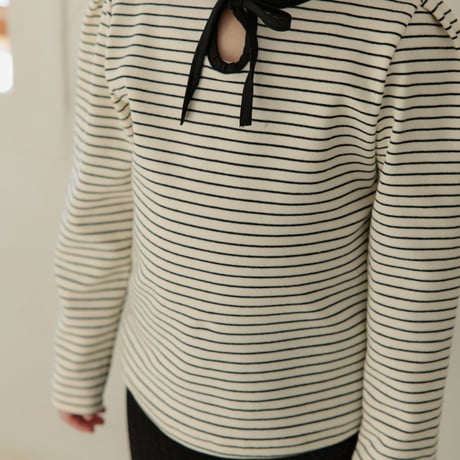 monatelier/27. ribbon stripe T-shirt S-2XL