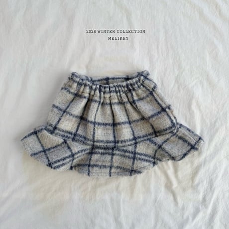 melikey/80. check ribbon fril skirt JS-JM