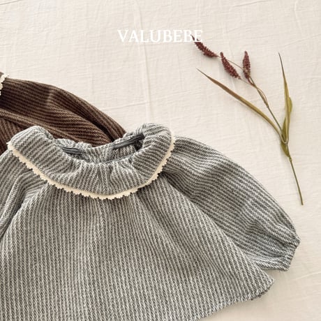 valubebe/55. herringbon fril blouse 6M-S