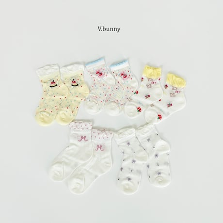 vbunny/86. flower dot socks set M(130-150)-XL(180-210)