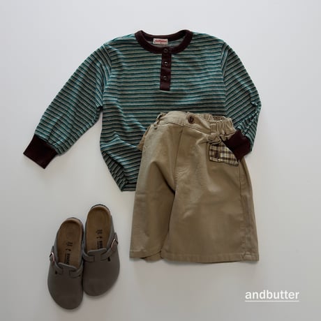 andbutter/32. Stripe Henley T-Shirt JS-JM
