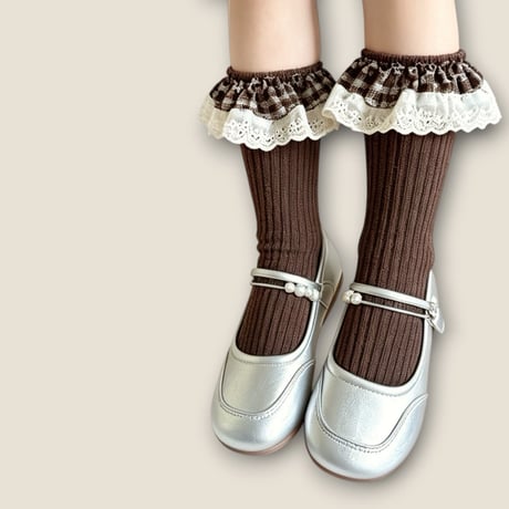 dudie/122. heart brown knee_socks 3_set FREE