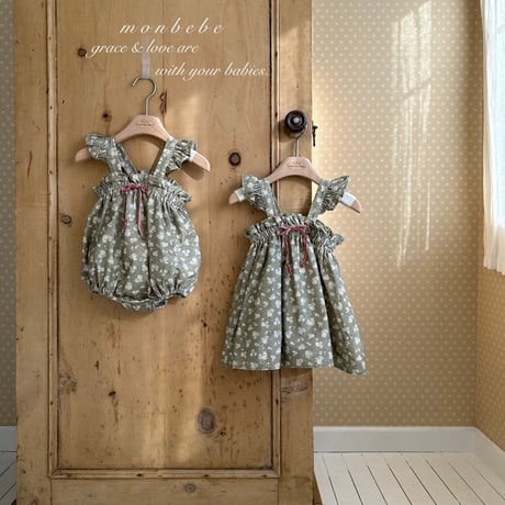 monbebe/40. flower fril suit S(3-12M)-M(12-24M)