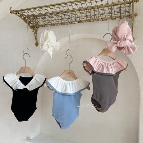 monbebe/31. multi fril ( swim hat Set ) swimsuit S(1-2)-XL(7-8)