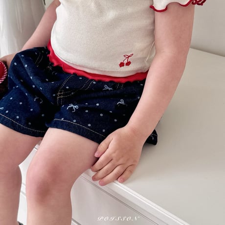 poisson/74. cherry embroidery T-shirt JS-JM