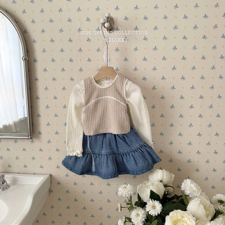 melikey/61. denim fril skirt XS-XL
